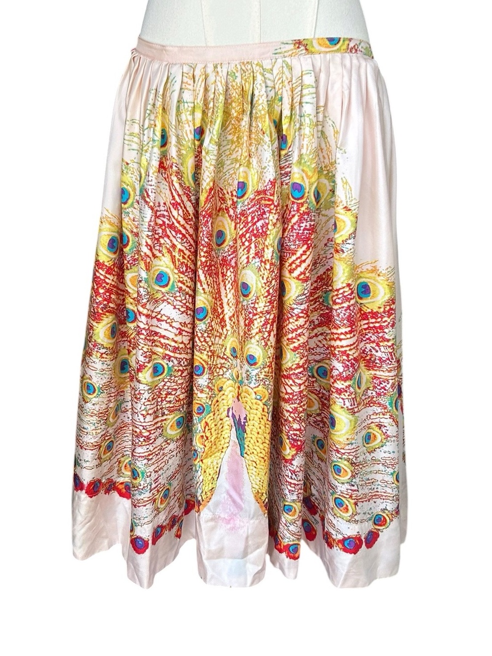 Oilily Peacock Feather Print Whimsical Boho Skirt Euro Size 38